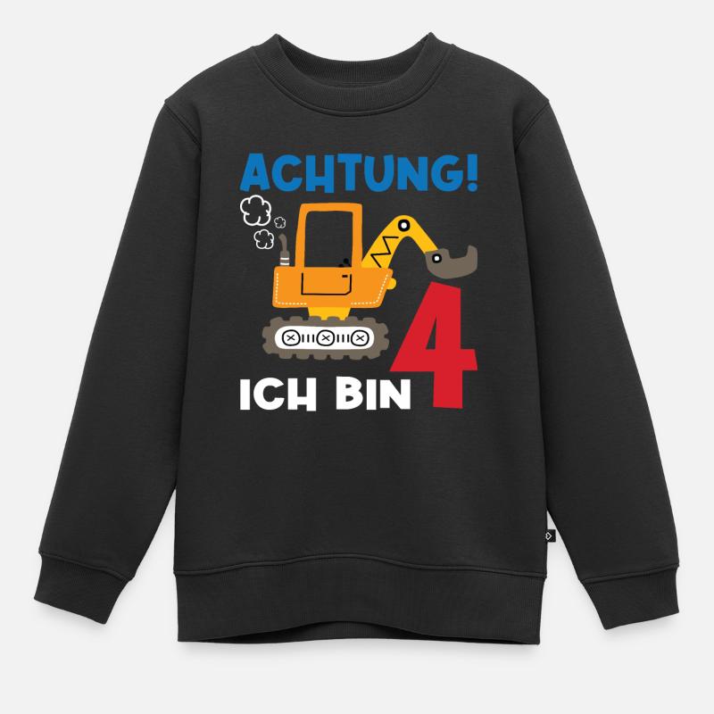 Achtung Ich bin Vier - Kinder Premium Organic Sweatshirt - Schwarz