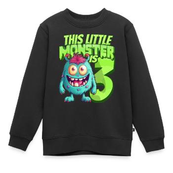Ce petit monstre a 3 - trois ans - 3. - Sweat Premium enfant bio - noir - Devant - AI Model Kid Female (0cm)