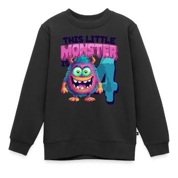 Dieses Kleine Monster Ist 4 - Vier Jahre - 4. - Kinder Premium Organic Sweatshirt - Schwarz - Vorne - AI Model Kid Female (0cm)