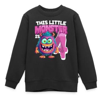 Dieses Kleine Monster Ist 4 - Vier Jahre - 4. - Kinder Premium Organic Sweatshirt - Schwarz - Vorne - AI Model Kid Female (0cm)