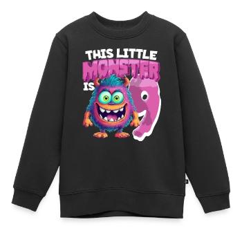 This little monster is 9 - nine years old - 9. - Kids Premium Organic Sweatshirt - black - Front - AI Model Kid Female (0cm)