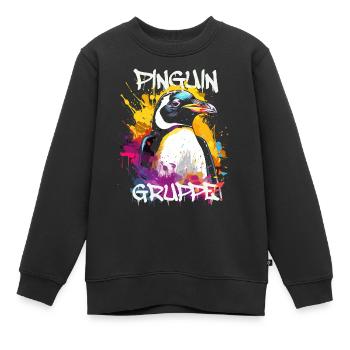 Graffiti Pinguingruppe Kindergarten Gruppentier - Kinder Premium Organic Sweatshirt - Schwarz - Vorne - AI Model Kid Female (0cm)