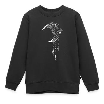 Mystisches Wicca-Design mit Halbmond und Blumen - Kinder Premium Organic Sweatshirt - Schwarz - Vorne - AI Model Kid Female (0cm)