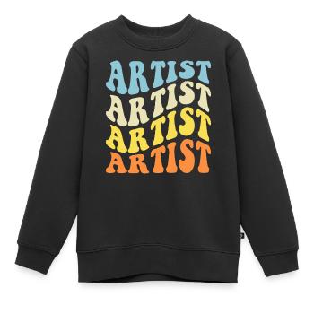 Artiste - Sweat Premium enfant bio - noir - Devant - AI Model Kid Female (0cm)