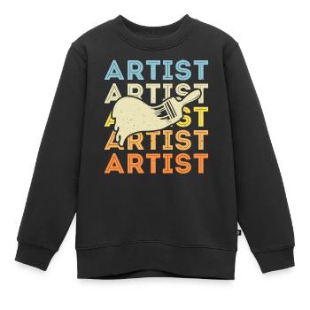 Artiste - Sweat Premium enfant bio - noir - Devant - AI Model Kid Female (0cm)
