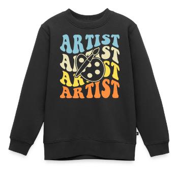 Artiste - Sweat Premium enfant bio - noir - Devant - AI Model Kid Female (0cm)