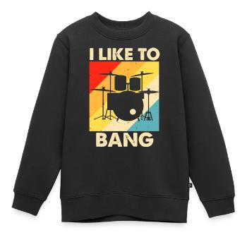 Batterie Batteur Batteur - Sweat Premium enfant bio - noir - Devant - AI Model Kid Female (0cm)