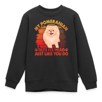 Mon Poméranien penche la tête comme vous - Sweat Premium enfant bio - noir - Devant - AI Model Kid Female (0cm)