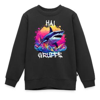 Graffiti Haigruppe Kindergarten Gruppentier Hai - Kinder Premium Organic Sweatshirt - Schwarz - Vorne - AI Model Kid Female (0cm)