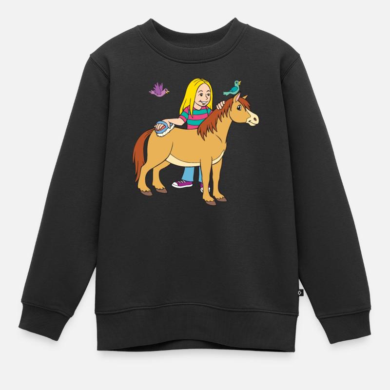Fille de cheval - Sweat Premium enfant bio - noir