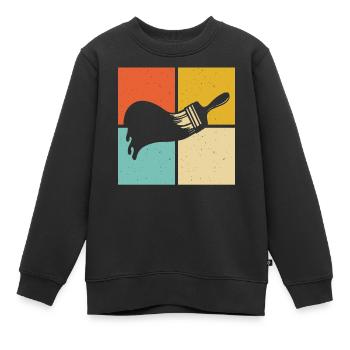 Artiste peintre au pinceau - Sweat Premium enfant bio - noir - Devant - AI Model Kid Female (0cm)