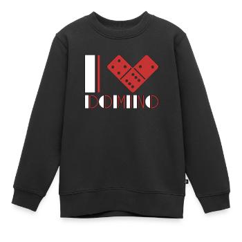 Dominoes I Love Domino Board Game Family Game - Kinder Premium Organic Sweatshirt - Schwarz - Vorne - AI Model Kid Female (0cm)