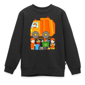 Camion à ordures Camion à ordures Camion à ordures Homme Balayeuse de rue Enfants - Sweat Premium enfant bio - noir - Devant - AI Model Kid Female (0cm)