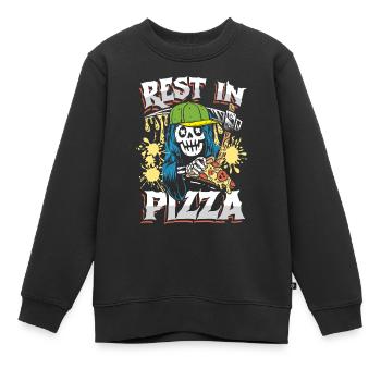 Rest in pizza - Kinder Premium Organic Sweatshirt - Schwarz - Vorne - AI Model Kid Female (0cm)