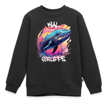 Graffiti Walgruppe Kindergarten Gruppentier Wal - Kinder Premium Organic Sweatshirt - Schwarz - Vorne - AI Model Kid Female (0cm)