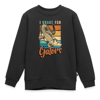 Alligator Hunting I Brake For Gators Retro Hunting - Kinder Premium Organic Sweatshirt - Schwarz - Vorne - AI Model Kid Female (0cm)