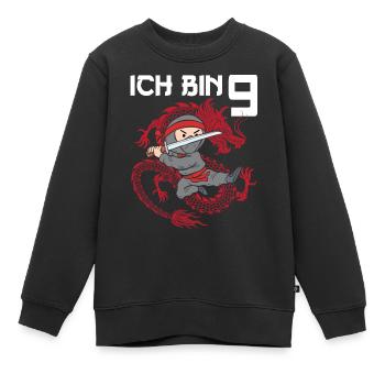 Attention I'm Nine - Kids Premium Organic Sweatshirt - black - Front - AI Model Kid Female (0cm)