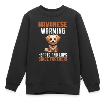 Le bichon havanais réchauffe les cœurs et les genoux depuis toujours - Sweat Premium enfant bio - noir - Devant - AI Model Kid Female (0cm)