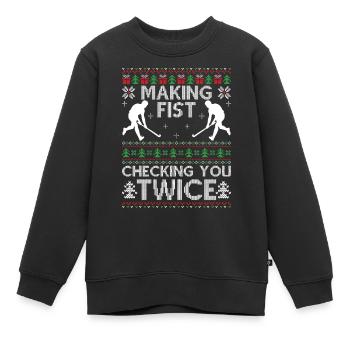 Hockey Ugly Christmas - Kinder Premium Organic Sweatshirt - Schwarz - Vorne - AI Model Kid Female (0cm)