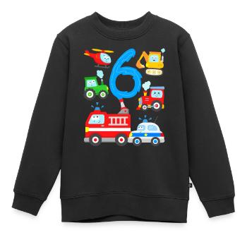 Voitures Enfants 6 ans Anniversaire - Sweat Premium enfant bio - noir - Devant - AI Model Kid Female (0cm)