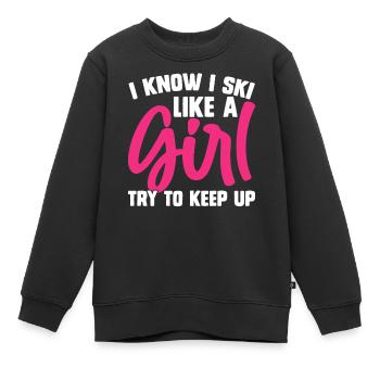 Ski Skifahren Skifahrer - Kinder Premium Organic Sweatshirt - Schwarz - Vorne - AI Model Kid Female (0cm)
