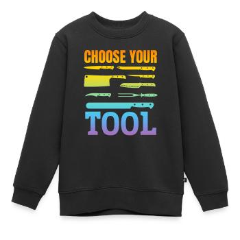 Choisissez votre outil Chef Couteaux Restaurants Cuisine - Sweat Premium enfant bio - noir - Devant - AI Model Kid Female (0cm)