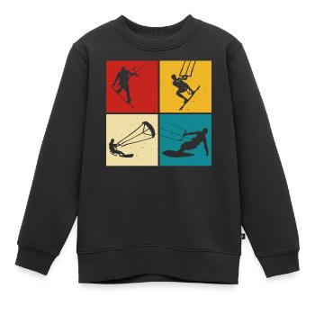 Kitesurf Kitesurfer Kiteboard - Kinder Premium Organic Sweatshirt - Schwarz - Vorne - AI Model Kid Female (0cm)