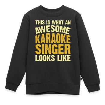 Karaoké - Sweat Premium enfant bio - noir - Devant - AI Model Kid Female (0cm)