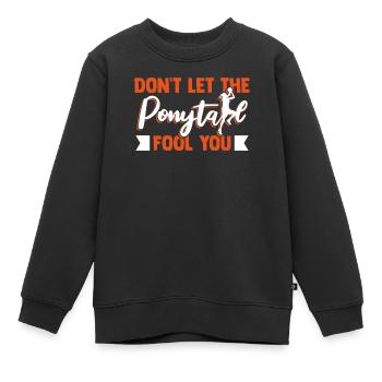 Ne laissez pas la queue de cheval vous tromper basketteur - Sweat Premium enfant bio - noir - Devant - AI Model Kid Female (0cm)