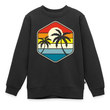 Palmen Retro Vintage - Kinder Premium Organic Sweatshirt - Schwarz - Vorne - AI Model Kid Female (0cm)