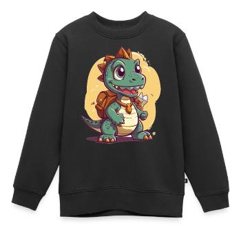 Dino - Kinder Premium Organic Sweatshirt - Schwarz - Vorne - AI Model Kid Female (0cm)
