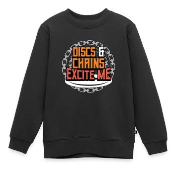 Les disques volants et les chaînes m’excitent Frisbee Golf - Sweat Premium enfant bio - noir - Devant - AI Model Kid Female (0cm)