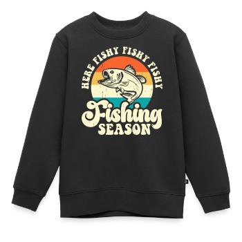 Angler - Kinder Premium Organic Sweatshirt - Schwarz - Vorne - AI Model Kid Female (0cm)