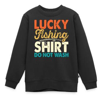 Chemise de pêche porte-bonheur - Sweat Premium enfant bio - noir - Devant - AI Model Kid Female (0cm)
