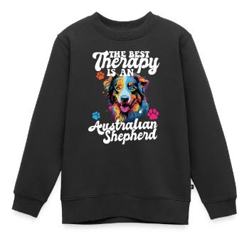 Australian Shepherd Pop Art & Dog Lover & Splash - Kinder Premium Organic Sweatshirt - Schwarz - Vorne - AI Model Kid Female (0cm)