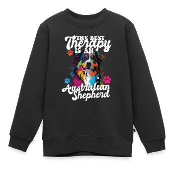 Australian Shepherd Pop Art & Dog Lover & Splash - Kinder Premium Organic Sweatshirt - Schwarz - Vorne - AI Model Kid Female (0cm)