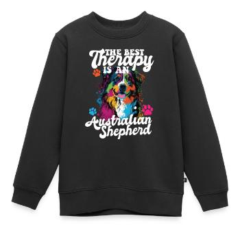 Australian Shepherd Pop Art & Dog Lover & Splash - Kinder Premium Organic Sweatshirt - Schwarz - Vorne - AI Model Kid Female (0cm)