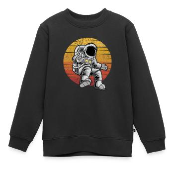 Cosmonaute Rétro Vaisseau Spatial Taikonaut Spaceman - Sweat Premium enfant bio - noir - Devant - AI Model Kid Female (0cm)