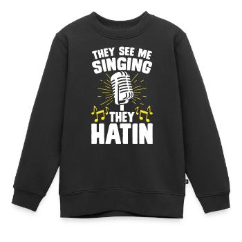 Chanteur chanteur - Sweat Premium enfant bio - noir - Devant - AI Model Kid Female (0cm)