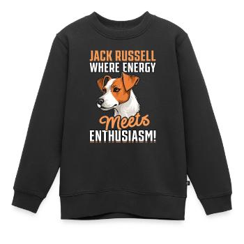 Jack Russell, là où l’énergie rencontre l’enthousiasme - Sweat Premium enfant bio - noir - Devant - AI Model Kid Female (0cm)