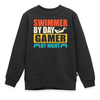 Schwimmen Schwimmer - Kinder Premium Organic Sweatshirt - Schwarz - Vorne - AI Model Kid Female (0cm)