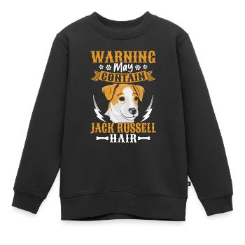 Warning may contain jack Russell Hair - Kinder Premium Organic Sweatshirt - Schwarz - Vorne - AI Model Kid Female (0cm)