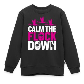 Les flamants roses calment le troupeau - Sweat Premium enfant bio - noir - Devant - AI Model Kid Female (0cm)