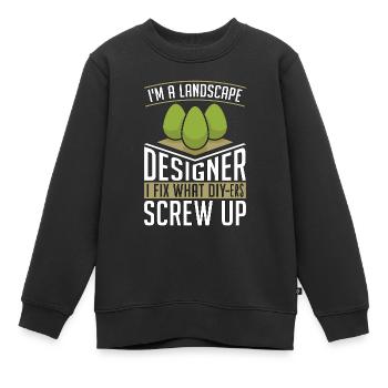 Paysagiste Je suis paysagiste Je répare jardinier - Sweat Premium enfant bio - noir - Devant - AI Model Kid Female (0cm)