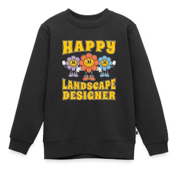 Paysagiste Happy Paysagiste Tonte de terrain - Sweat Premium enfant bio - noir - Devant - AI Model Kid Female (0cm)