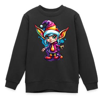 Diablotin / Nain / Fée / Noël / Elfe - Sweat Premium enfant bio - noir - Devant - AI Model Kid Female (0cm)