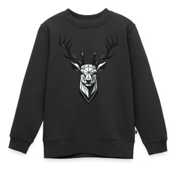 Geometrischer Hirsch mit Geweih - Kinder Premium Organic Sweatshirt - Schwarz - Vorne - AI Model Kid Female (0cm)