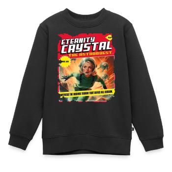 50er, 1950 Comic, Weltall Raumschiff Kosmisch - Kinder Premium Organic Sweatshirt - Schwarz - Vorne - AI Model Kid Female (0cm)