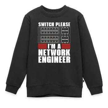 Commutateur d’ingénieur réseau, s’il vous plaît, je suis un cybernétologue. - Sweat Premium enfant bio - noir - Devant - AI Model Kid Female (0cm)