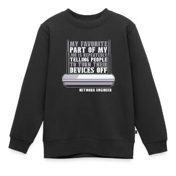 Ingénieur réseau Ma partie préférée de mon réseau - Sweat Premium enfant bio - noir - Devant - AI Model Kid Female (0cm)